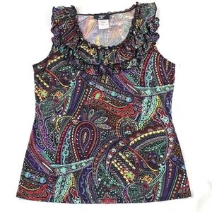 Libra Sleeveless Ruffle Collared Blouse Size Medium